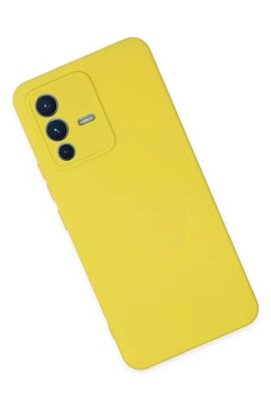 Vivo V23 5G Kılıf Nano içi Kadife Silikon - Sarı