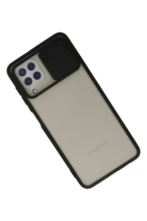 Samsung Galaxy A22 Kılıf Palm Buzlu Kamera Sürgülü Silikon - Siyah