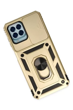 Samsung Galaxy M33 Kılıf Pars Lens Yüzüklü Silikon - Gold