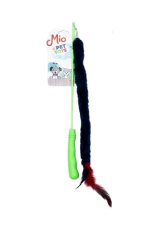 Peluşlu Tüylü Kedi Olta Oyuncağı Yeşil