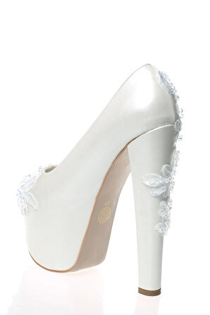 Kadın Beyaz Sedef Inci Taş Işlemeli Gelin Ayakkabı Kadın Topuklu Abiye Ayakkabı Şık Gece Ayakkabısı