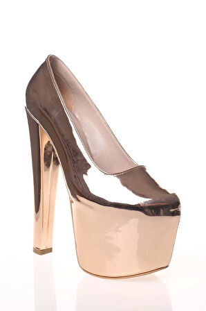 Kadın Gold Ayna Yüksek Topuk Abiye Ayakkabı Kadın Topuklu Şık Gece Ayakkabısı Zarif Tasarım