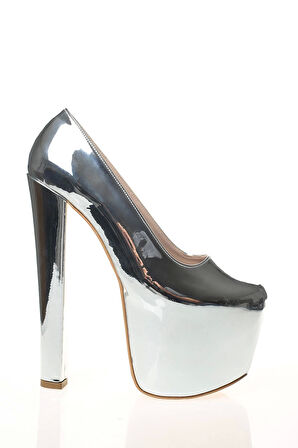 Kadın Gold Ayna Yüksek Topuk Abiye Ayakkabı Kadın Topuklu Şık Gece Ayakkabısı Zarif Tasarım