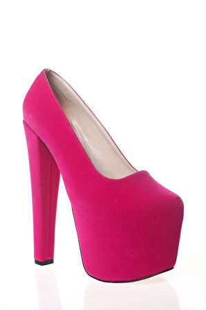 Kadın Fuşya Süet Yüksek Topuk Abiye Ayakkabı Kadın Topuklu Şık Gece Ayakkabısı Zarif Tasarım