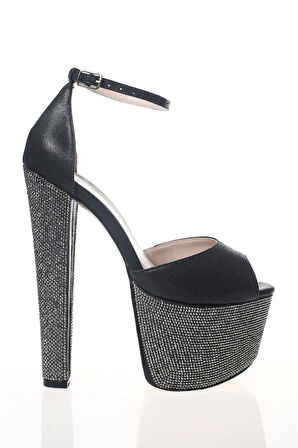 Kadın Fuşya Saten Ökçe Poli Taş Yüksek Topuk Abiye Ayakkabı Kadın Topuklu Şık Gece Ayakkabısı