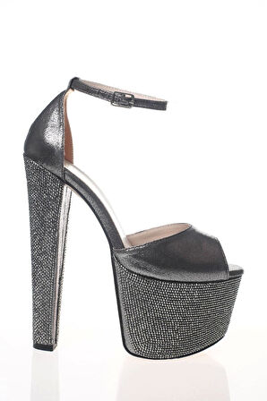 Kadın Fuşya Saten Ökçe Poli Taş Yüksek Topuk Abiye Ayakkabı Kadın Topuklu Şık Gece Ayakkabısı