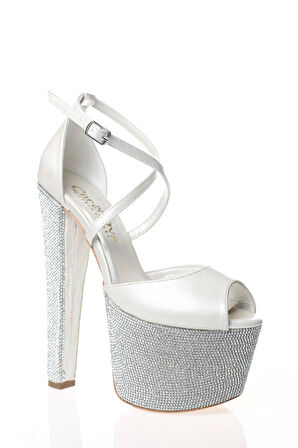 Kadın Gold Ayna Ökçe Poli Taş Yüksek Topuk Abiye Ayakkabı Kadın Topuklu Şık Gece Ayakkabısı