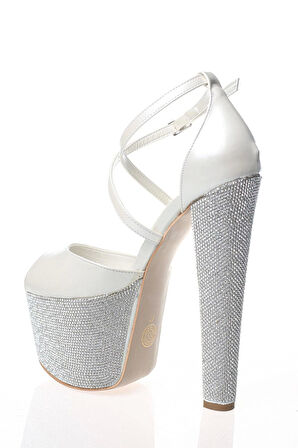 Kadın Gold Ayna Ökçe Poli Taş Yüksek Topuk Abiye Ayakkabı Kadın Topuklu Şık Gece Ayakkabısı