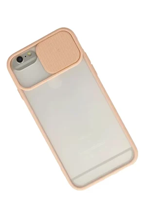 Apple Uyumlu iPhone 6 Kılıf Palm Buzlu Kamera Sürgülü Silikon - Pembe