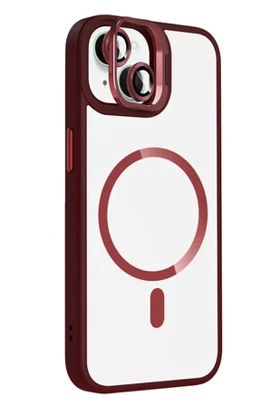 Joko Apple iPhone 14 Remim Lensli Magsafe Standlı Kapak - Bordo
