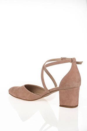 Pudra Süet Topuklu Kadın Klasik Ayakkabı Kadın Topuklu Abiye Ayakkabı Şık Gece Ayakkabısı