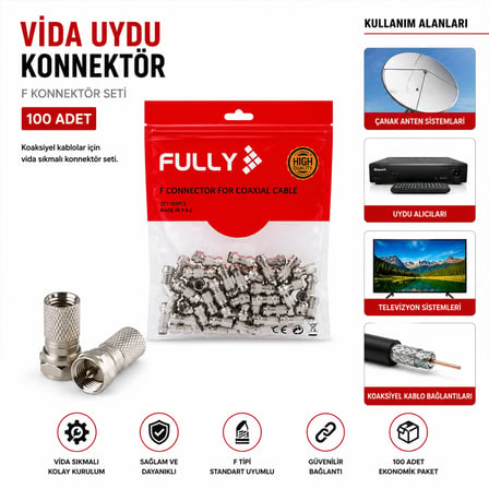 Vida Tipi Uydu Konnektör 100'lü