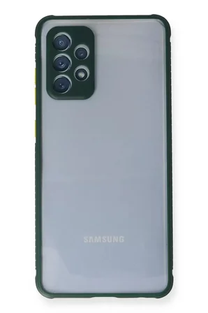 Samsung Galaxy A72 Kılıf Miami Şeffaf Silikon - Koyu Yeşil