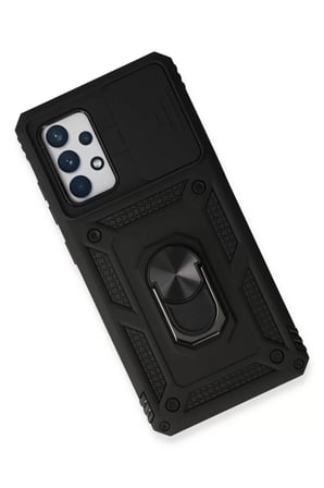 Samsung Galaxy A73 5G Kılıf Pars Lens Yüzüklü Silikon - Siyah