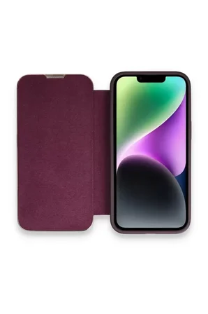 Apple iPhone 13 Pro Max Kılıf Dolpin Kapaklı - Derin Mor