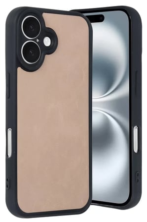 Apple iPhone 16 Kılıf Aras Deri Kapak - Pudra