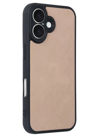 Apple iPhone 16 Kılıf Aras Deri Kapak - Pudra