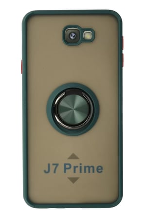 Samsung Uyumlu Galaxy J7 Prime Kılıf Montreal Yüzüklü Silikon Kapak - Yeşil