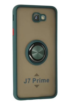 Samsung Uyumlu Galaxy J7 Prime Kılıf Montreal Yüzüklü Silikon Kapak - Yeşil