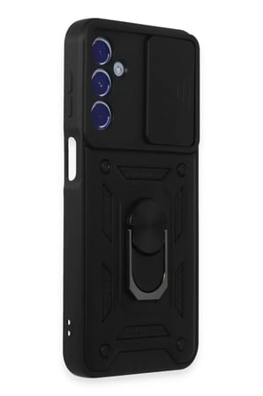 Samsung Galaxy M34 5G Kılıf Pars Lens Yüzüklü Silikon - Siyah