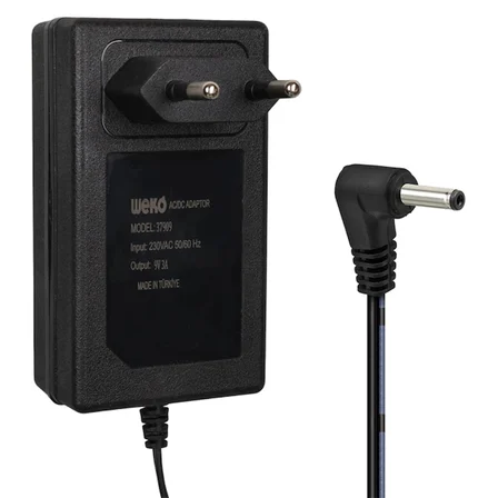 Weko WK-37909 9 Volt - 3 Amper 3.5*1.35 Mm Uçlu Yerli Üretim Priz Tipi Adaptör