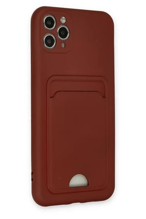 Apple iPhone 11 Pro Max Kılıf Kelvin Kartvizitli Silikon - Bordo