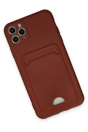 Apple iPhone 11 Pro Max Kılıf Kelvin Kartvizitli Silikon - Bordo