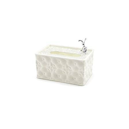 Dikdörtgen Beyaz Yaylı Masaüstü Peçetelik 18.4x12.5x9 cm