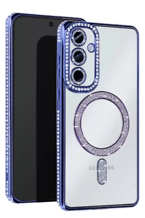 Samsung Galaxy S25 Kılıf Joke Simli Magneticsafe Kılıf - Mavi