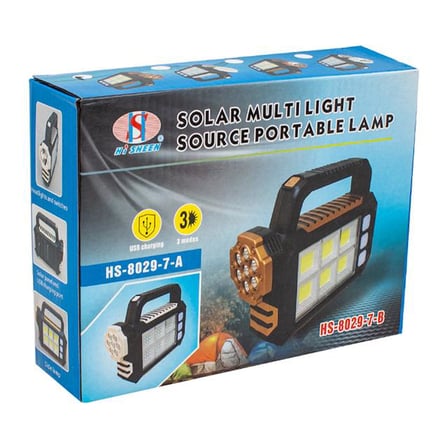 HS-8029-7-B 3 Modlu 6 Cob Ledli Taşınabilir Solar Lamba