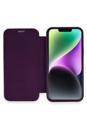 Apple iPhone 12 Kılıf Dolpin Kapaklı - Derin Mor