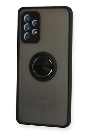 Samsung Uyumlu Galaxy A72 Kılıf Montreal Yüzüklü Silikon Kapak - Siyah