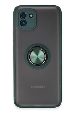 Samsung Galaxy A03 Kılıf Montreal Yüzüklü Silikon Kapak - Yeşil