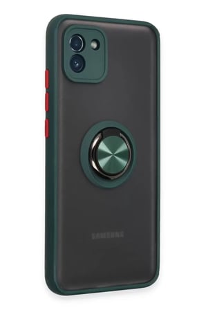 Samsung Galaxy A03 Kılıf Montreal Yüzüklü Silikon Kapak - Yeşil