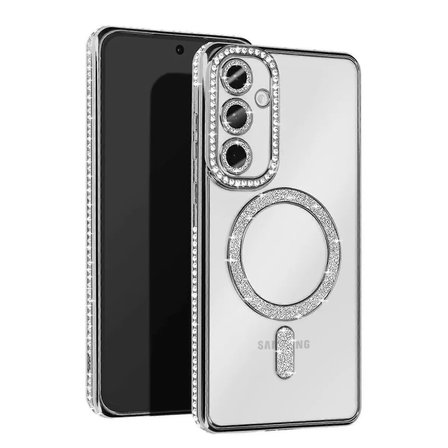 Samsung Galaxy A36 Joke Simli Magneticsafe Kılıf - Gümüş