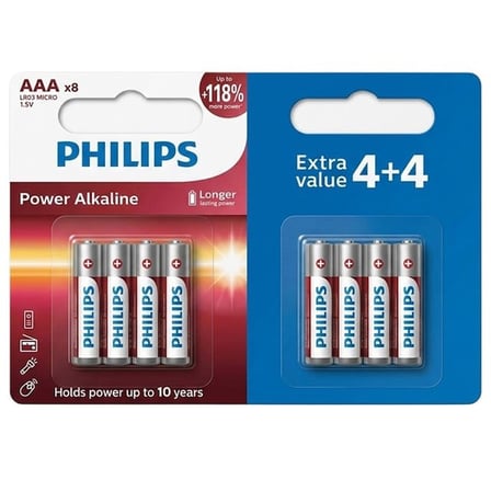 Power Alkaline LR03P8BP/10 1.5V AAA İnce Kalem Pil (4+4) 8’li Paket