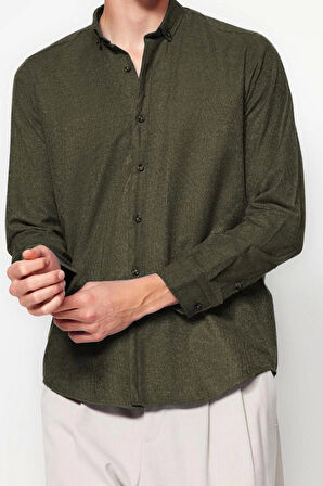 Moda Erkek Düğmeli Yaka Düz Desen Günlük Kışlık Gömlek