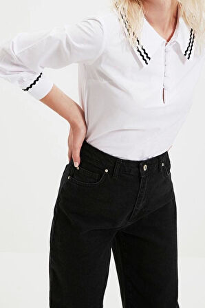 Moda Bebe Yaka Dokuma Regular Düz Desen Şık gece Regular Uzun Kol Bluz