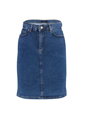 Modern Tarz Astarsız Denim Mini Boy Basic Yüksek Bel Mini Denim Etek