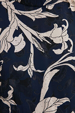 Moda Regular Gündüz Gece Şifon Dokuma Dik Yaka Uzun Kol Skater Midi Boy Elbise