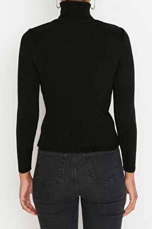 Kadın Modern Tarz Rahat Uzun Balıkçı Yaka Düz Kol Regular Triko Kazak