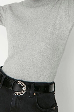 Moda Dik Yaka Örme Slim Düz Desen Casual Günlük Regular Uzun Kol Bluz