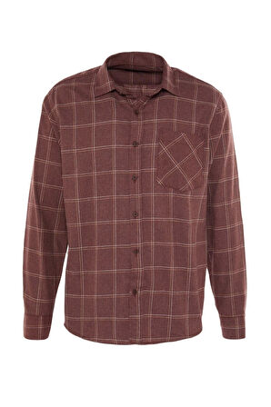 Moda Erkek Gömlek Yaka Ekose Günlük Regular Fit Tek Cepli Kışlık Oduncu Kareli Gömlek