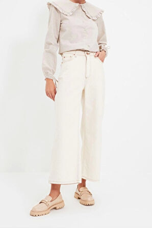 Moda Kadın Bebe Yaka Düz Desen Günlük Büyük Yaka Detaylı Dokuma Gömlek