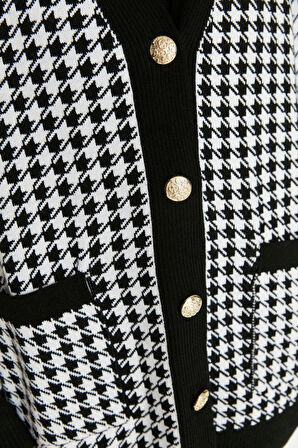 Kadın Modern Tarz Oversize V Yaka Midi Triko Hırka