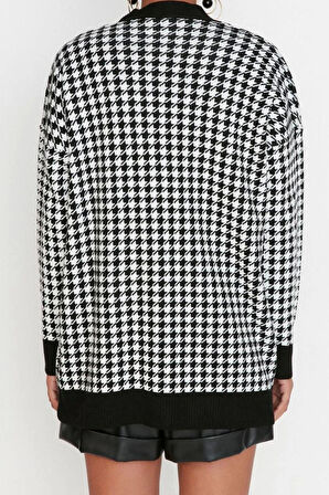 Kadın Modern Tarz Oversize V Yaka Midi Triko Hırka