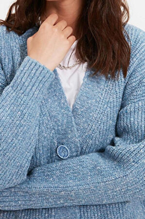 Kadın Modern Tarz Rahat Uzun V Yaka Düz Kol Regular Triko Hırka