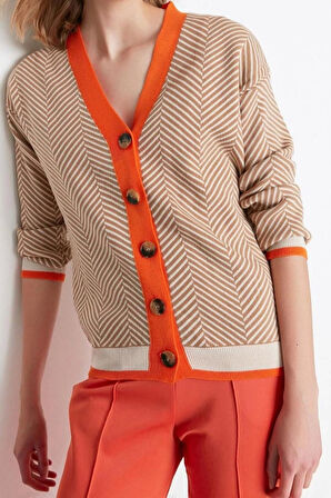 Kadın Modern Tarz Oversize V Yaka Midi Triko Hırka