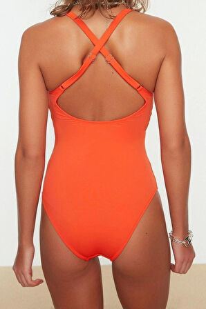 Kadın Moda Atma Kap Askılı Brief Yaka Nar Çiçeği Sırt Dekolteli Regular Mayo