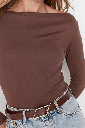 Stil Kadın Fitted Vücuda Oturan Kol Viskoz Esnek Bluz Regular Örme Slim Kalıp Düşük Kol